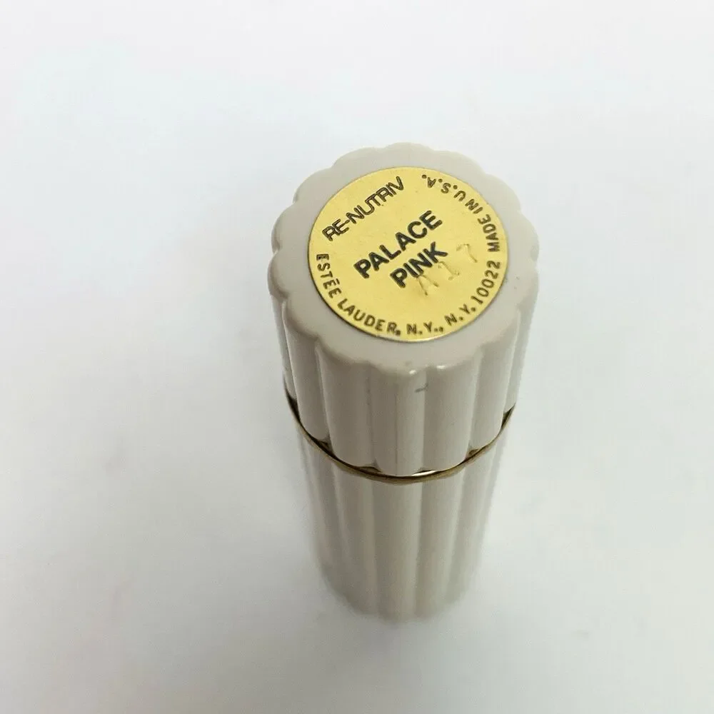 Estee Lauder Re-Nutriv Lipstick Palace Pink White Ribbed Tube Case Made in USA